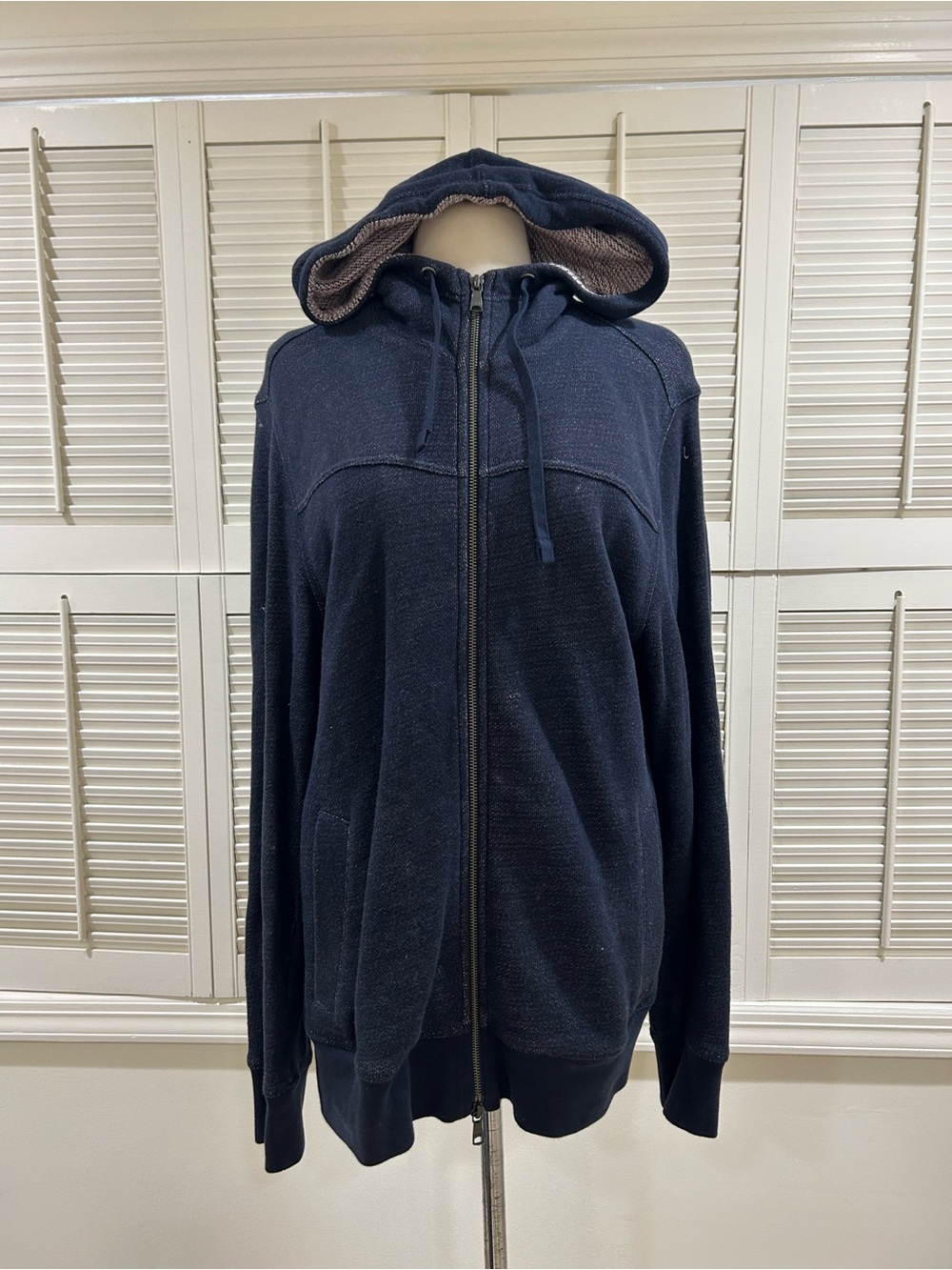 Banana Republic Men's Navy Hooded Zip Sweater